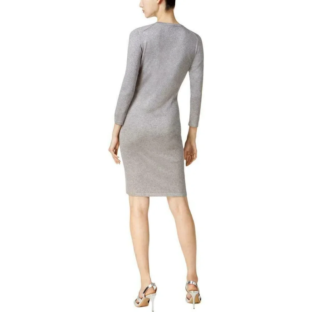 Calvin Klein Women's Sparkle Gray Sweater Dress Size L - Picture 3 of 3